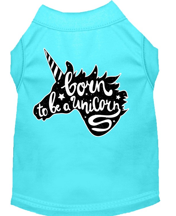 Born to be a Unicorn Screen Print Dog Shirt Aqua Sm